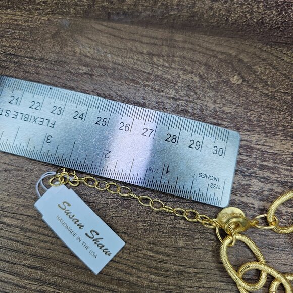 NWT!! Susan Shaw Elizabeth Quartz 24K Plated Gold Chain Necklace - Picture 7 of 7